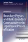 Boundary Physics and Bulk-Boundary Correspondence in Topological Phases of Matter - ISBN 9783030319595