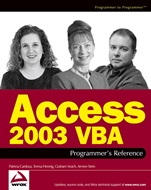 Access 2003 VBA Programmers Reference - ISBN 9780764559037