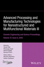 Advanced Processing and Manufacturing Technologies for Nanostructured and Multifunctional Materials III, Volume 37, Issue 5 - ISBN 9781119321705
