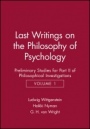 Last Writings on the Phiosophy of Psychology: Preliminary Studies for Part II of Philosophical Investigations, Volume 1 - ISBN 9780631171218